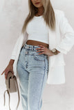 White Shawl Neck Blazer with Pockets