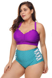 Scalloped Detail High Waist Swimsuit