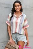 Happier With You Striped Button Top