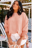 Plus Size Round Neckline Smocked Cuffs Loose Top