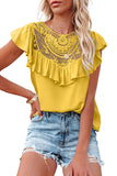 Lace Splicing Ruffled Short Sleeve T-shirt