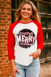 Joyful Merry & Blessed Christmas Plaid Pullover Top