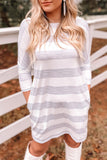 Stripe Loose Fit Pocketed Long Sleeve Mini Dress