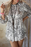 Leopard Frilled Neck Babydoll Blouse