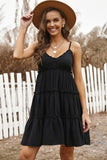 Spaghetti Straps Ruched Ruffled Mini Dress