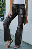 High Rise Washed Distressed Flare Jeans
