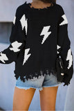 Distressed Knit Bolt Sweater
