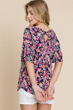 color Crisscross Back Floral Blouse