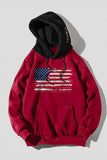 American Flag Print Color Block Men's Hoodie