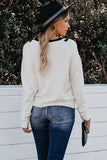 Deep V Contrasted Neckline Knitted Sweater