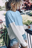 Light Blue Patchwork Dropped Shoulder Sweatshirt
