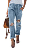Plaid Patches Cotton Pocketed Denim Jeans