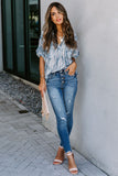 Printed Pocket Short Sleeve Blouse