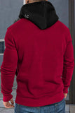 Valentine Love Heart Print Color Block Men's Pullover Hoodie