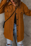 Long Sleeve Pockets Buttoned Shirt Jacket
