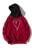 Men Colorblock Heart Shape Print Pocketed Hoodie