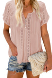 Crochet Eyelet Short Sleeves Top