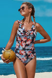 Ruffle Shoulder Straps Floral One Piece Swimsuit