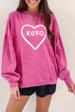 XOXO Heart Shaped Glitter Print Pullover Sweatshirt