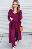 Elastic Drawstring Waist Jumpsuit and Duster Set