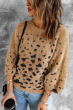 Print Drop Shoulder Loose Knitted Sweater