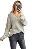 V neck Drop Shoulder Knitted Sweater