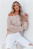 Striped Print Drop Shoulder Long Sleeve Top