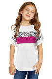 Leopard Color Block Ruffle Short Sleeve Girl’s Top