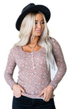Floral Print Long Sleeve Henley Top