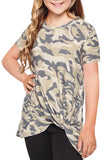 Camouflage Print Twist Girls Tee