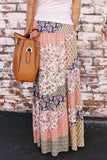 Boho Print Tie-Up Waist Long Maxi Skirt