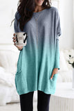 Color Block Pocketed Side Long Top