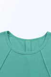 Waffle Knit Splicing Buttons Long Sleeve Top