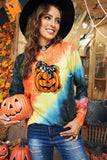 Tie-dyed Pumpkin Halloween Print Graphic Sweatshirt
