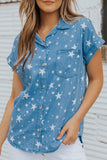 Star Print Chambray Short Sleeve Shirt