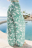 Leaves Print Cami Top Wide Leg Pants Set