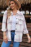 Pink Plaid Print Pocket Women Shacket