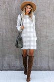 Gingham Balloon Sleeve Sweater Dress