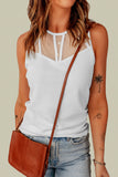 Khaki Strappy Mesh Splicing Ribbed Tank Top