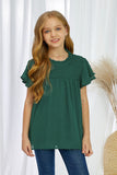 Little Girl Swiss Dot Ruffle Sleeves Top
