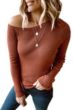 Knit One Shoulder Long Sleeve Pullover Top