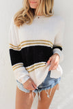Colorblock Drop Shoulder Knitted Pullover Sweater