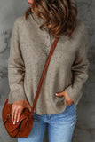 Khaki Buttoned V Neck Colorful Pilling Sweater