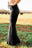 Black Sequins High Waist Flare Pants