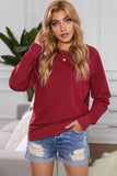 Solid Crew Neck Pullover Sweatshirt