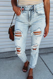 Vintage Wash Distressed Boyfriend Jeans