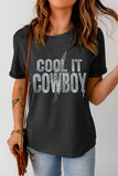Black COOL IT COWBOY Short Sleeve Graphic Tee