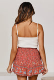 Summer Boho Floral Print A-line Elastic Waist Shorts