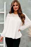 White Lace Detail Long Sleeve Top
