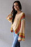 Colorblock Bell Sleeve Lightweight Sweater